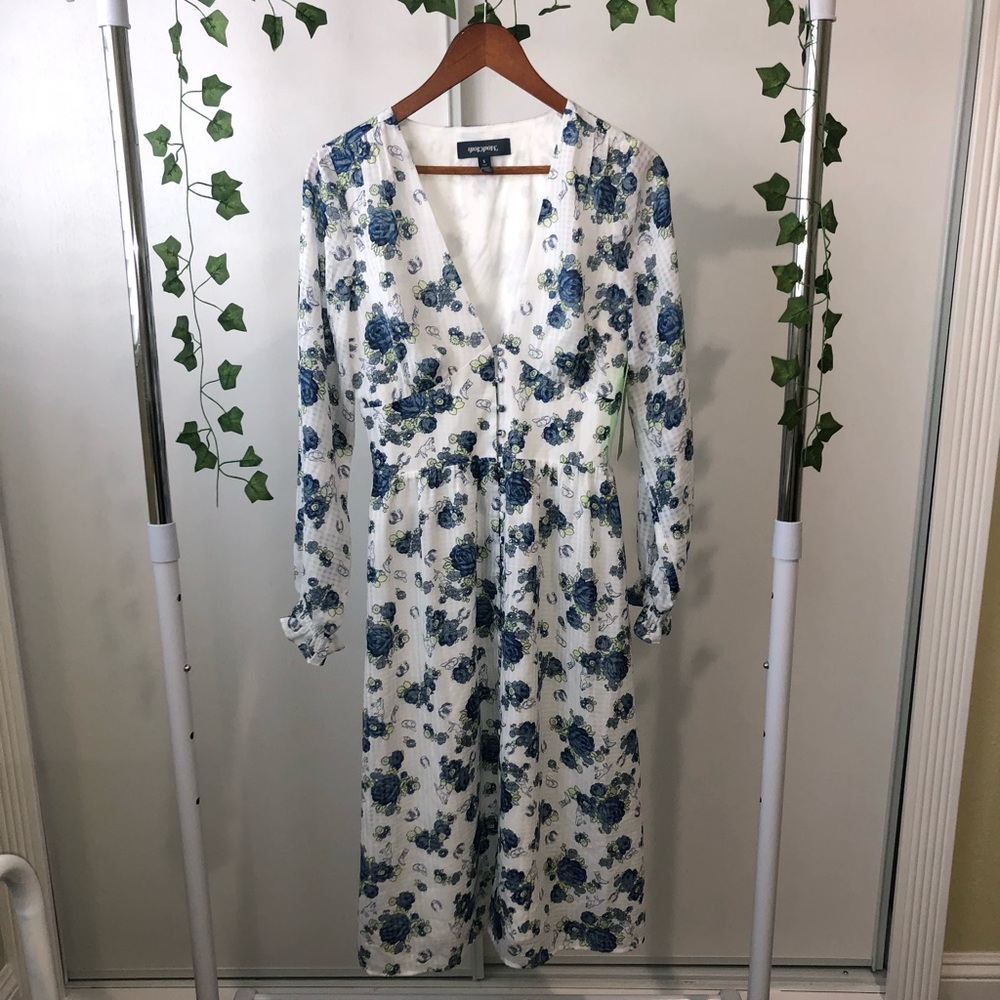 ModCloth rose floral midi dress